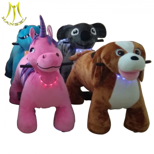 Hansel indoor games for malls indoor unicorn plush go kart with LED necklace